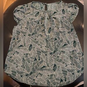 Leaf Print Green Women's Top